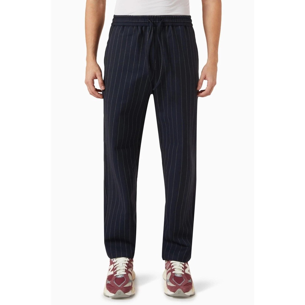 Kith Mens Pinstripe Elmhurst Elastic Waist Trousers Pant Navy Blue Size L